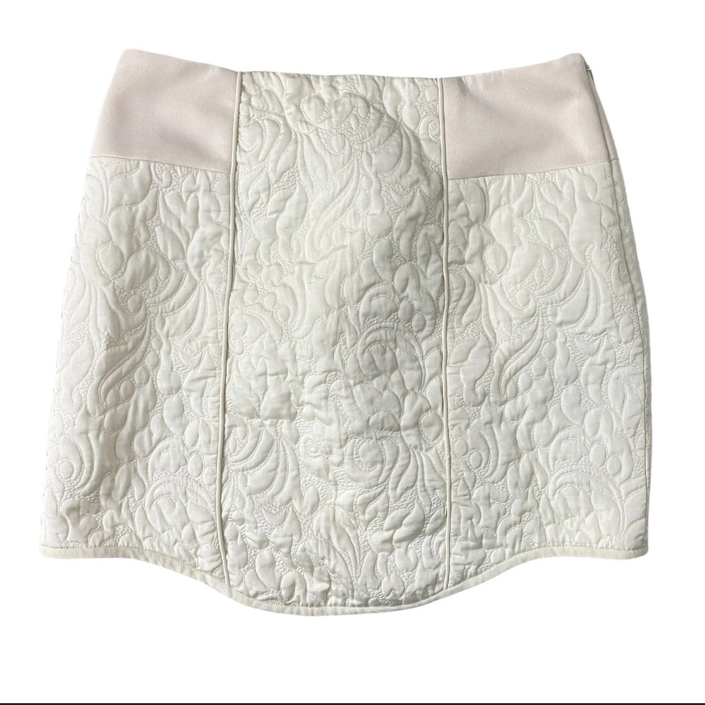 Tibi Quilted Floral Mini Skirt in White